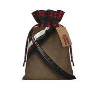 Japanese Samurai Sword Print Drawstring Gift Reusable Bags Pouches Holiday Packaging Birthday Wedding Parties