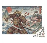 Japanese Samurai Ukiyo-e 500 Piece Wooden Jigsaw Puzzle,Wood,Whimsical Challenge,Stress Relief,Educational Toy,Home Wall Decor,Gift Idea,Adults & Kids 14+ (52x38cm)