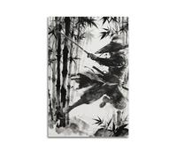 Japanese Samurai Wall Art Poster Samurai Figure Sword Warrior Wall Posters Black And White Combat Picture Modern Watercolor Painting for Living Room Office Japan Themed Dorm Man Cave Decor12x18inch(30