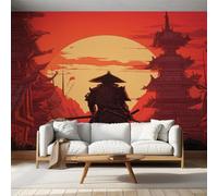 Japanese Samurai Wallpaper for Living Room, Anime Asian Oriental Wall Mural for Bedroom, Non-Woven Photo Wallpaper Home Decor 366X254cm, Wall Decoration D13