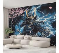 Japanese Samurai Wallpaper for Living Room, Cherry Blossoms Asian Oriental Wall Mural for Bedroom 500x350 cm, Non-Woven Photo Wallpaper, Home Decor D&O33