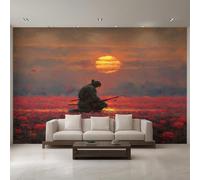Japanese Samurai Wallpaper, Sunset Japan Oriental Asian Wall Mural, Wallpaper for Living Room Bedroom, Home Decor, Photo Wall Paper, 315 x 215 cm WO-FC