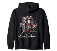 Japanese Samurai Warrior Cat Katana Ronin Ninja Anime Zip Hoodie