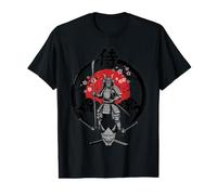 Japanese Samurai Warrior Red Sun Cherry Blossom Graphic Value Graphic T-Shirt
