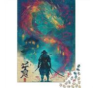 Japanese Samurai Wooden Jigsaw Puzzles 1000 Pieces for Adults Fun Toy Intellectual Game Home Decoration Stress Relief Education Game Premium & Durable 1000pcs (75x50cm)