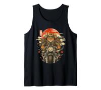 Japanese Samurais Cat Motorcycle Kawaii Ninja Cat Anime Tank Top