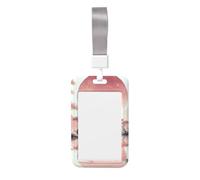 Japanese-Scene-Koi-Fish Abs Vertical Id Badge Holder, Name Badge with Clear Scanning Film