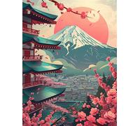 Japanese Scenery Diamond Painting Kits for Adults, 5D Full Drill Square Diamond Art Kits, DIY Embroidery Cross Stitch Arts and Crafts, Crystal Art Painting for Home Wall Decor Gift 16x24 inch Q-1029B