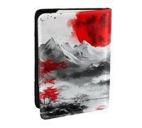 Japanese Scenery Mangrove and Sun Printed Passport Holder,Travel Pu Leather Passport Cover Case Organiser for Men Women,6.5 Inch