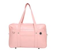 Japanese School Bag Portable Large Capacity PU Leather Student Uniform Fashionable Casual Lightweight Waterproof Shoulder Bag with Zipper Closure for School Work Travel for Boys Girls