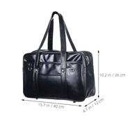 Japanese School Uniform Briefcase Waterproof PU Shoulder Bag Black with Hardware Buckle for Students and Professionals