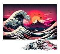 Japanese Sea Wave 1000 Piece Jigsaw Puzzle Wooden Puzzles Relaxing Entertainment, Home Decor 50x75CM/19.68x29.52inch