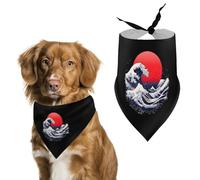 Japanese Sea Waves Red Sun Dog Scarf Triangle Bandana Happy Easter Soft Puppy Scarfs Gifts for Medium Large Pets