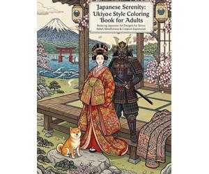 Japanese Serenity: Ukiyo-e Style Coloring Book for Adults: Relaxing Japanese Art Designs for Stress Relief, Mindfulness & Creative Expression