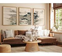 Japanese Set of 3 Floral Posters Asian Japanese Art Prints Katsushika Hokusai Wall Art Ogata Kori - 3x A2 Poster - Triptych rolled in tubes BensArt Triptych set 3 Three Stretched Mounted Multi Panel