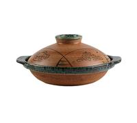 Japanese Shallow Ceramic Clay Cooking Pot, Round Emboss Casserole With Lid And Dual Handles, Uniform Heating Earthen Pot For Restaurants And Household(C,0.6L/0.63Quart)