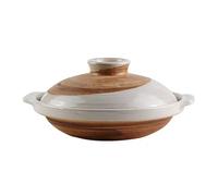 Japanese Shallow Ceramic Clay Cooking Pot, Round Emboss Casserole With Lid And Dual Handles, Uniform Heating Earthen Pot For Restaurants And Household(B,0.6L/0.63Quart)