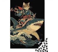 Japanese Shark Cat Puzzle Jigsaw Creative Puzzles For Grown Ups 1000 Piece Jigsaw Puzzles For Adults And Teenagers Jigsaw Puzzle Educational Toys Gift 38x26cm/1000pcs