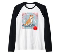 Japanese Shiba Inu Sakura Cherry Blossoms Kanji Raglan Baseball Tee