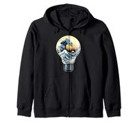 Japanese Shirt Great Wave Kanagawa Light Bulb Japan Anime Zip Hoodie