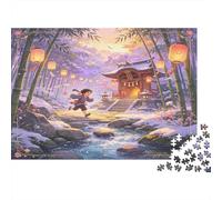 Japanese Shrine Bamboo Forest 1000 Piece Jigsaw Puzzle Paper for Adults Dreamy Lantern Night Puzzle Game for Family Home Decor Gift 38x26cm/1000pcs