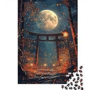Japanese Shrine Wooden Gate Jigsaw Puzzle for Adults 1000 Piece Jigsaw Puzzle Night Moon Forest Relaxation Home Decor 70x50cm/1000pcs