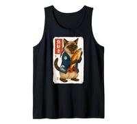 Japanese Siamese Cat Kanji Fish Japan Animal Lover Mom Dad Tank Top