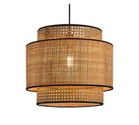 Japanese Simple Pendant Creative Personality Wicker Lampshade Chandeliers Restaurant Weaving Bamboo Art Hanging Light for Living Room Bedroom, E27 Base Lamp(15.7in)