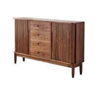 Japanese Sle Black Walnut Roller Door Console Cabinet Solid Wood Sideboard Sto for Living Room Entryway Corridor Wine Display Modern Fur