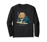 Japanese Sleeping Capybara Pajama Cute Sleepybara Sleep Long Sleeve T-Shirt
