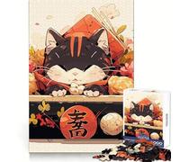 Japanese Sleeping Cat Box Jigsaw 1000 Pieces for Adults Calm Daily True Detail Joyful Challenge Perfect Art (50x75cm)