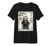 Japanese Sloth Samurai Sumi-e Ink Wash Art Warrior Premium T-Shirt