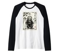 Japanese Sloth Samurai Sumi-e Ink Wash Art Warrior Raglan Baseball Tee