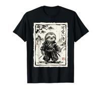 Japanese Sloth Samurai Sumi-e Ink Wash Art Warrior T-Shirt