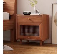 Japanese Solid Ash Wood Nightstand Modern Minimalist Bedroom Night Table with Drawer Retro Side Table for Sofa Stylish Storage Cabinet Home Fur