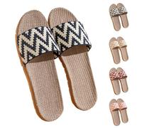 Japanese Solid Colour Linen Slippers Female Home Summer Indoor Men And Women Non Slip Seasonal Couple Cotton Linen Slippers Silent Home Sliders Summer Straw Sliders