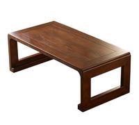 Japanese Solid Elm Wood Low Floor Table with Rounded Corners, 110lbs Load Capacity for Living Room, Tatami, Tea Ceremony, 100x50x35cm