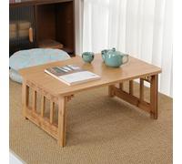 Japanese Solid Wood Folding Coffee Table - Low Chabudai Table for Floor Sitting, Portable Mtat Table for, Balcony, Altar, Cact Design for Smals.