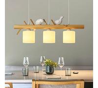 Japanese Solid Wood Nordic Droplight, Three-Head Dining Room Chandelier, Postmodern Personality Tree Branch Droplight, Rustic Loft Steampunk Retro Base Lights LED,Hanging Light