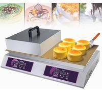 Japanese Souffle Pancake Maker, Electric Griddle with Stainless Steel Cover, Adjustable Temperature 60-240℃, Ideal for Commercial Use, Compact and Easy to Clean