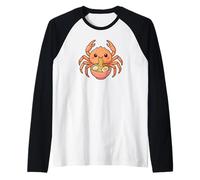 Japanese Spider Crab Eating Ramen Noodles Kawaii Cute Funny Raglan Baseball Tee