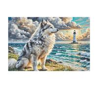 Japanese Spitz 1000 Piece Pack DIY Jigsaw Puzzle Cute Pet Collectors Cognitive Development Educational Decorative Puzzle Gifts for Adults Recycled Cardboard 1000 PCS