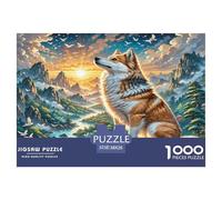 Japanese Spitz 1000 Pieces Jigsaw Puzzle Recycled Paper Corgi Perched by Stream in Mountain Scenery Adult Jigsaws Hard Difficult Challenge Educational Game Gift Idea 38x26cm/1000pcs
