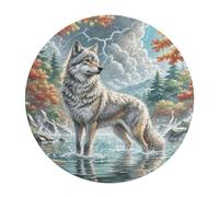 Japanese Spitz 120 Piece Circular Jigsaw Puzzle Cute Pet Animals Animal Shape Durable Large Format Puzzle Stress Relief Home Decor Educational AgesChallenging 120 PCS