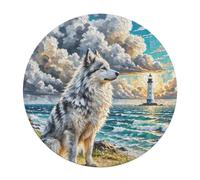 Japanese Spitz 120 Piece Circular Jigsaw Puzzle Cute Pet Animals Animal Shape Durable Large Format Puzzle Stress Relief Home Decor Educational AgesChallenging 120 PCS