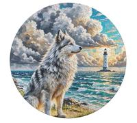 Japanese Spitz 195 Piece Round Jigsaw Puzzle Cute Pet Animals Animal Shape Premium Brainteaser Stress Relief Puzzle Home Decor Gift Educational Educational 195 PCS