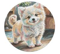 Japanese Spitz 68 Piece Circular Jigsaw Puzzle Cute Pet Animals Animal Shape Premium Stress Relief Puzzle for Adults Home Decor Brainteaser Educational Challenging 68 PCS