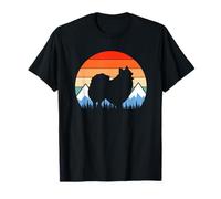 Japanese Spitz Mountain Hiking Dog Lover Retro Vintage T-Shirt