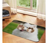 Japanese Spitz Pet Dog,Waterproof Pet Feeding Mat,Cat Dog Placemats for Food and Water, PU Leather Food Mats,40x60cm