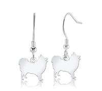 Japanese Spitz Silhouette Silver Earrings